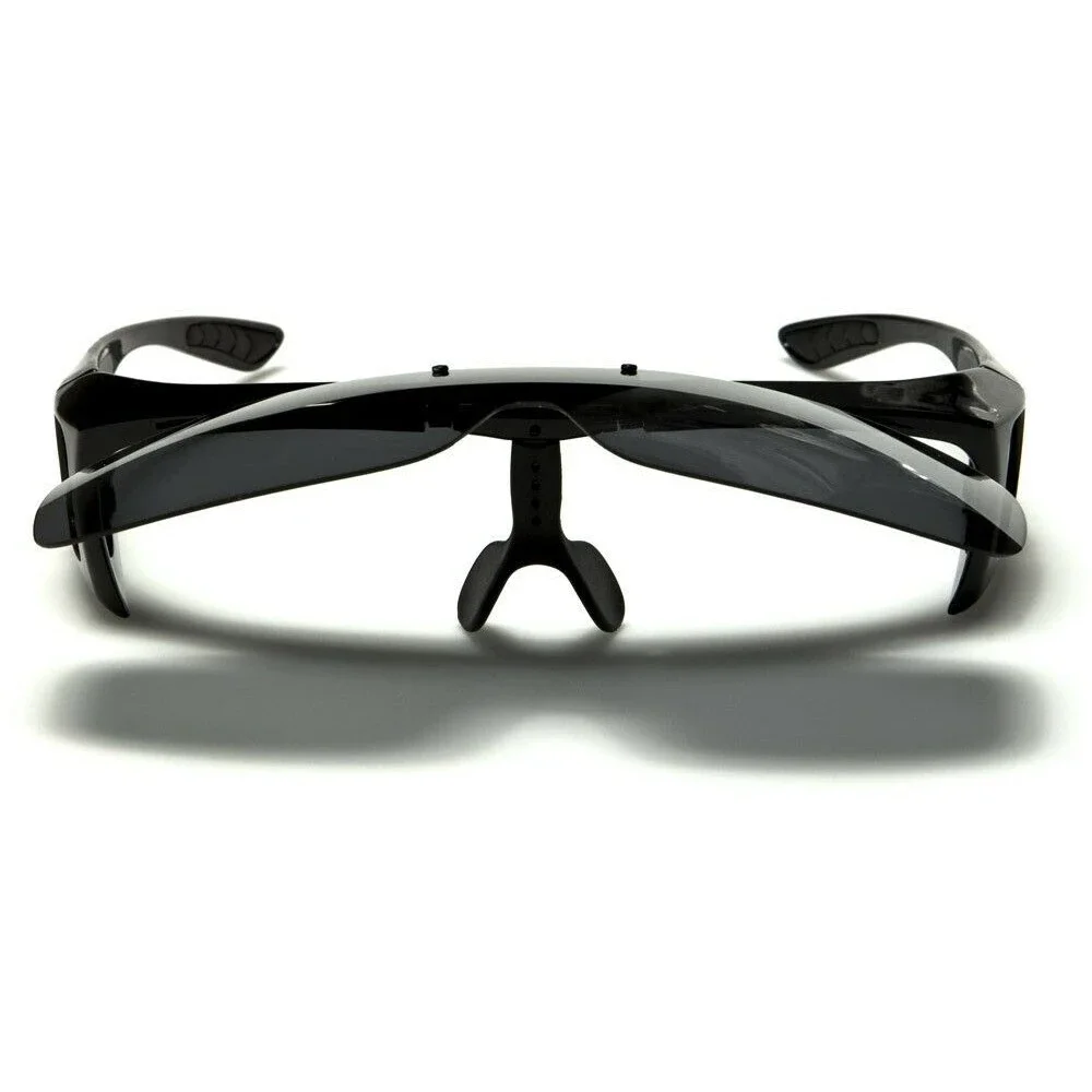 Polarized Flip-up Lens Black Semi Rimless Over The Glasses Sunglasses